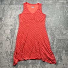 Columbia Womens Omni Freeze Cooling Orange Diamond  Sleeveless V Neck Dress LG