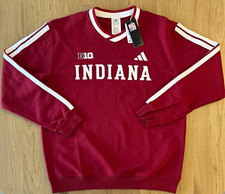 Adidas Indiana Hoosiers Crewneck Sweatshirt Men s Medium M Red White JM9013 NWT