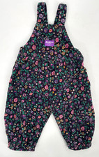 VTG Oshkosh B gosh Girl size 2T Flower Bib bubble Overalls corduroy black todler