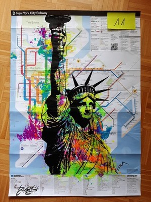 Art on Subway Map, LADY LIBERTY - FARBIG, 82 cm x 60 cm*NEU*TOP*NEU*TOP*NEU*TOP*