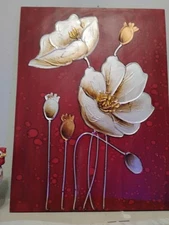 ORIGINAL BLUE POPPIES TEXTURED FLORAL 11 X 14 GALLERY WRAPPED CANVAS SIGNED COA 