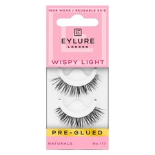 Eylure Pre-Glued False Eyelashes, Wispy Light No. Single pack, No.117