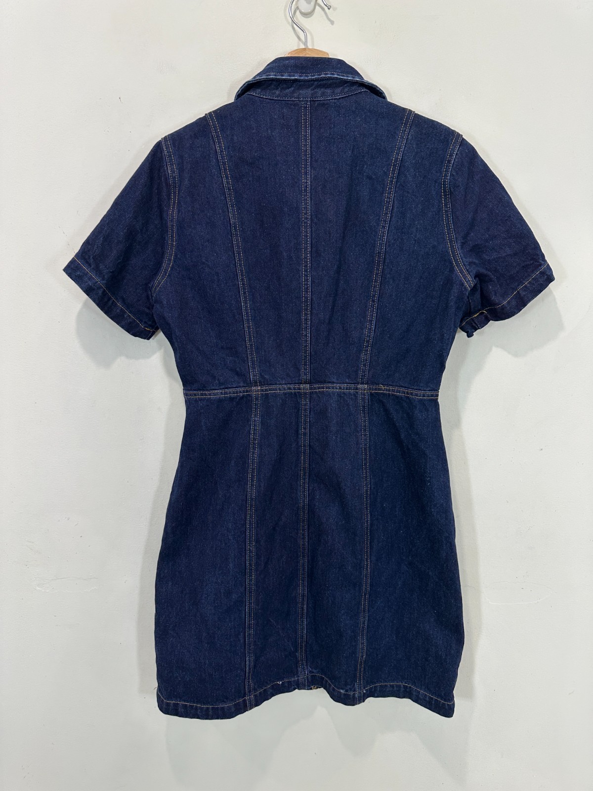 Sportsgirl Denim Mini Dress Women AU 10 Blue Button Up 100% Cotton Short Sleeve image 2