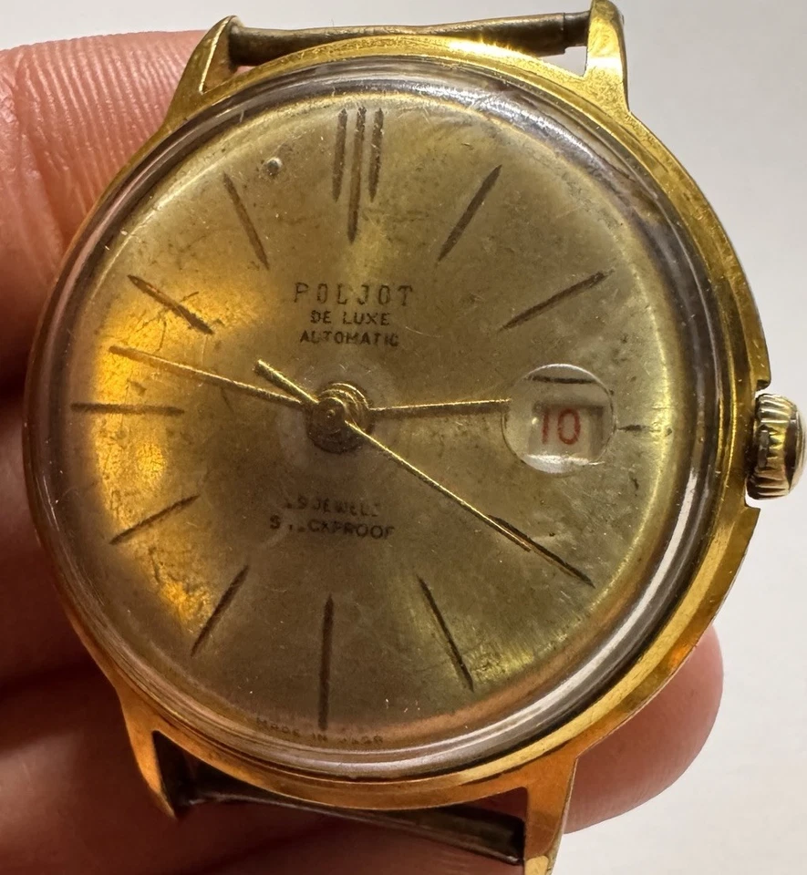 Reloj Vintage Raro POLJOT DE LUXE 29 Joyas, Automático, Chapado en Oro Foto 3 de 4