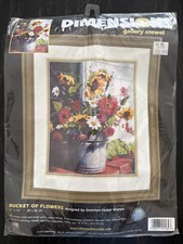 Dimensions Crewel Embroidery Kit 1534 Design Size 11 X 14 Bucket Of Flowers