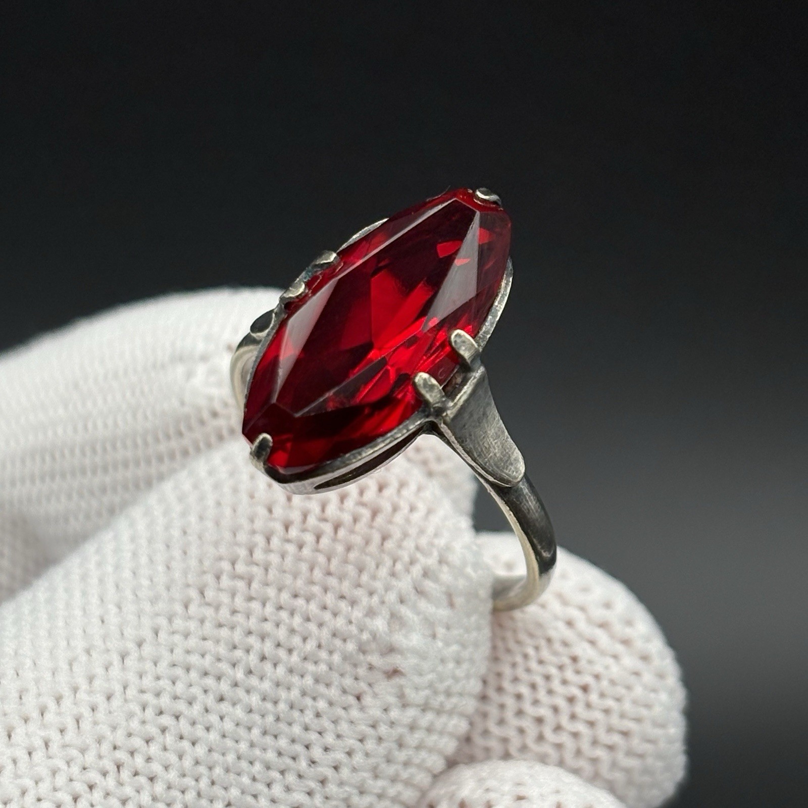 Fine Vintage Soviet Russian Ring Ruby Silver 875 … - image 2
