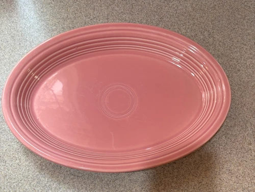 Fiesta Fiestaware Pink Rose   13 1/2 X 9 3/8 Inch Oval Platter