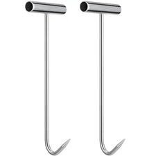 2Pcs Manhole Cover Hook Lifters T-Shape Heavy Duty Hooks 11.4 Inch for Easy D...