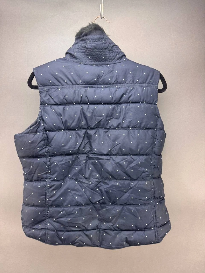 US Polo Assn. Chaleco acolchado a lunares azul marino con cremallera completa para mujer talla L Foto 2 de 4