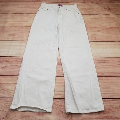 Edikted Jeans Womens Small Size 28 White Wide Leg High Rise Denim 100% Cotton