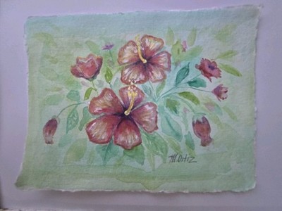 Puerto Rico Flor De MAGA,   watercolor. Original Art  By M. Ortiz