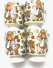 70s Groovy Retro Mushroom Pedestal Mugs-SET o...