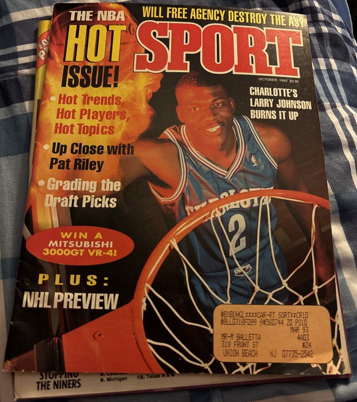October 1992  SPORT Magazine The NBA Hot Issue  Charlotte's Larry Johnson Cover