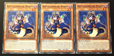 Yu-Gi-Oh! 3x Reptilianische Nyami, BODE-DE019, Common, 1. Auflage, Deutsch, NM