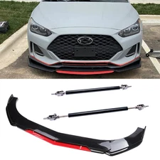 Front Bumper Lip Splitter Lower Spoiler Body Black+Red For Hyundai Veloster Y