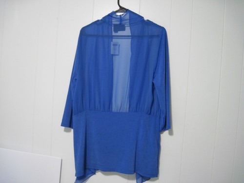 Chico's Travelers Jacket Womens Size 1 Mixed Media Blue Sheer Stretch Flowy NWT - Picture 2 of 14