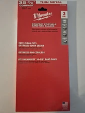 Milwaukee 48-39-0529 18 TPI Compact Portable Band Saw Blade 3-Pack