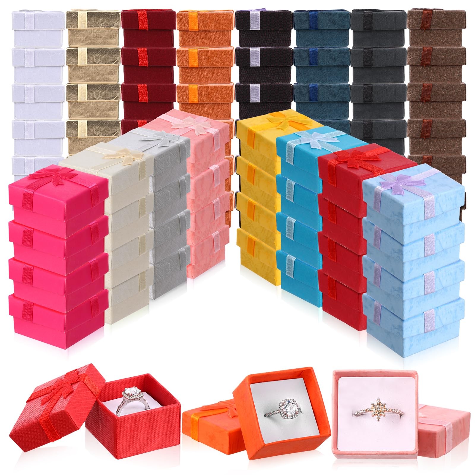 With Ribbon Bow Cardboard Jewelry Gift Box For Proposal We