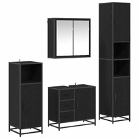 BadezimmermöBel Set 4-Teilig Schwarz Eichen-Optik Holzwerkstoff