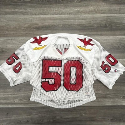 Vintage 90s Champion Lacrosse Football Jersey Large White St. Charles Cardinals