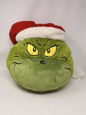Dr. Seuss Grinch Throw Pillow Decorative Holiday Santa Hat 15" large