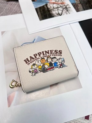 NEW Coach X Peanuts Snap CBN32 Wallet In Signature Canvas