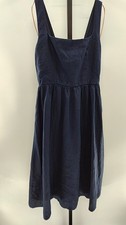 Quince Women 100% European Linen Fit & Flare Midi Dress Deep Navy S