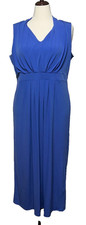 Chicos Dress Womens XL 3 Maxi Blue V Neck Pullover Stretch Sleeveless Beachy