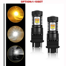 Error Free White/Amber 3157 LED DRL Switchback Stop Signal Parking Light Bulbs