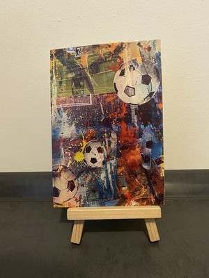 Postcard Theme Card, Collage, Bright Colours, Stamps, Stadium Football, Art