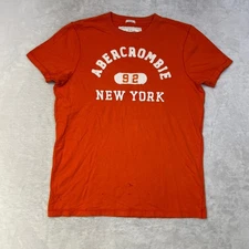 Abercrombie & Fitch Orange T-Shirt Graphic Tee Muscle New York 92 Distressed