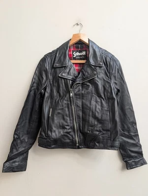 Chaqueta de cuero de piel de cordero Schott NYC para dama SMS verano 2020 colección a cuadros EE. UU. - Imagen 1 de 4