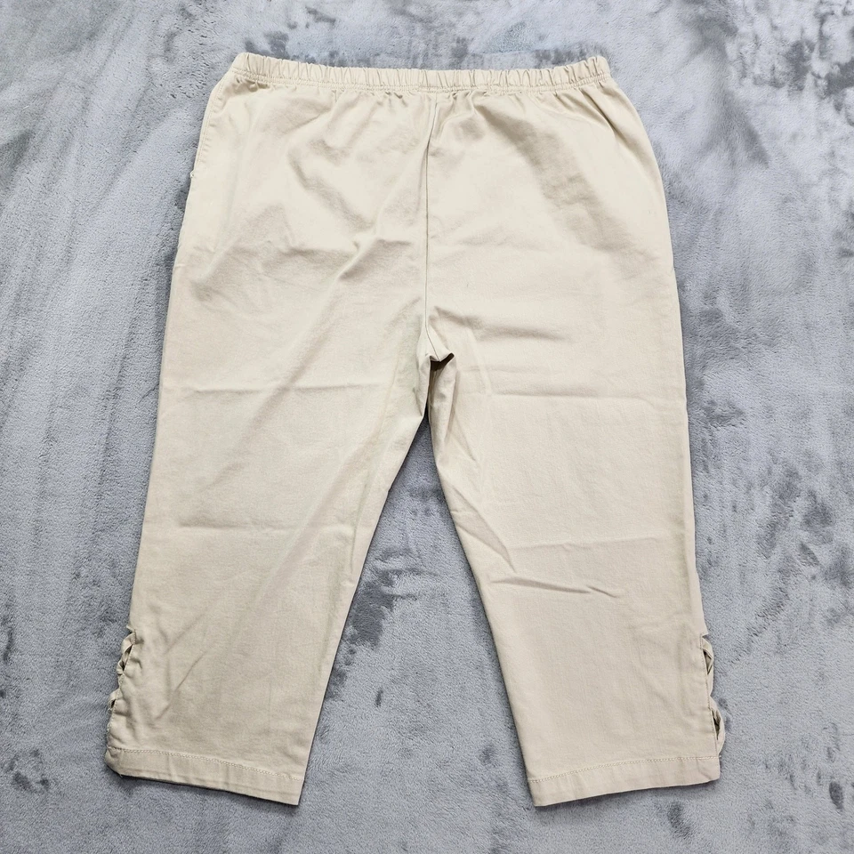 Брюки Blair женские L желтовато-коричневые хаки без застежек укороченные капри крест-накрест с вырезом подол повседневные - Изображение 2 из 4