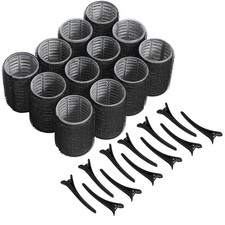 12pcs Self Grip Hair Rollers Set Heatless Hair Curlers  Clips Pro Styling Tools