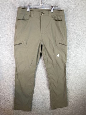 Eddie Bauer First Ascent Pants Women 12 Beige Green Zip Pockets Hiking Guide Pro