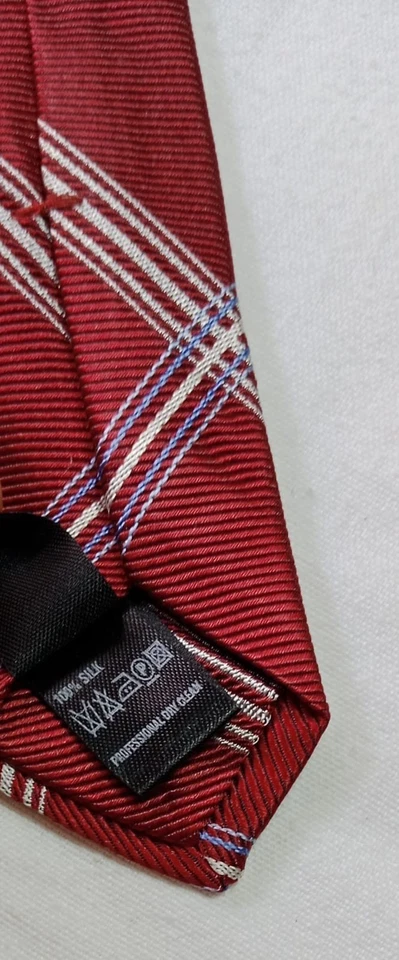 Corbata de seda a cuadros a rayas rojas de Marks & Spencer corbata formal de negocios para hombre Foto 2 de 4