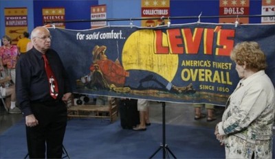 LEVI'S 30's Vintage Style Store Cowboy Promo Banner Display Sign
