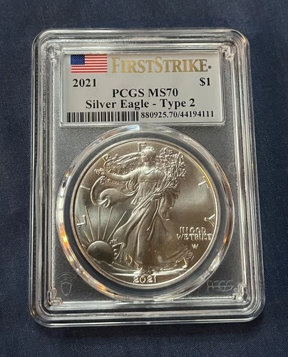 2021 $1 Silver American Eagle Type 2 PCGS MS70 First Strike