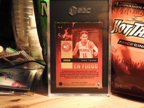 2021 Panini Trae Young ATL Hawk SGC #2 EN Fuego + FREE 2020 Topps MLB Sticker PK - Picture 6 of 6