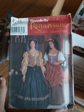 Simplicity 8715 Renaissance Costume Size N 10,12,14 Skirt Vest Blouse Hat
