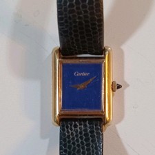 Cartier Tank anni 70 donna quadrante blu carica manuale placcato oro 18 carati SVIZZERO vintage
