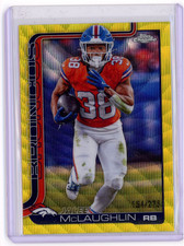 2025 Topps Chrome Jaleel McLaughlin #90 Yellow Wave Refractor /275 Broncos