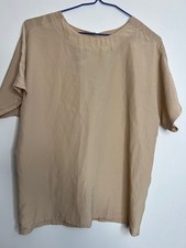 Christie  Jill Women  s Sz S Tan Silk Short Sleeve Blouse Vintage