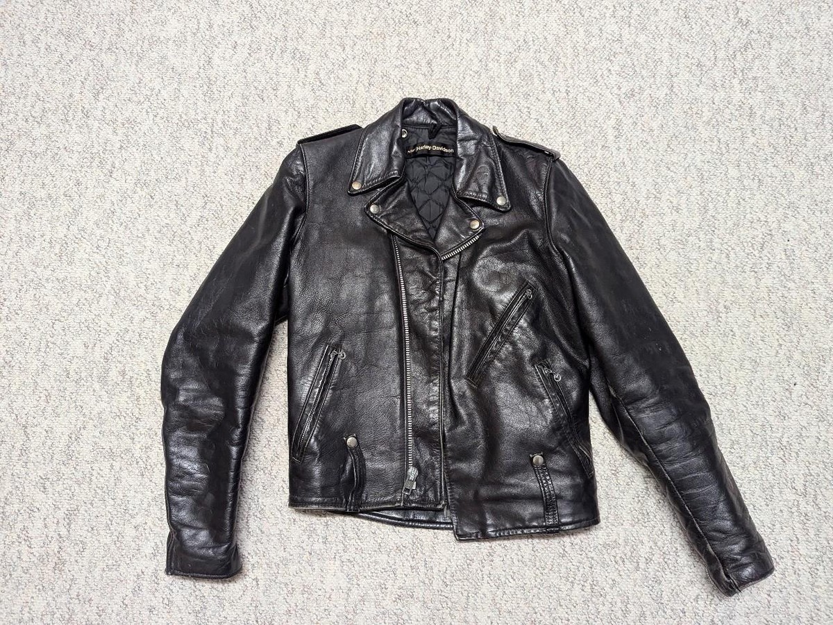 vintage 1970s jacket HARLEY DAVIDSON black 38 tall long AMF
