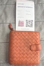 Bottega Veneta Brown Woven Zip Wallet with Certificate of Authenticity