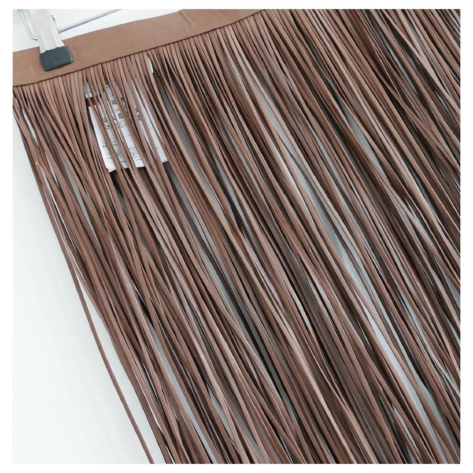 Gonna soprabito Valentino in pelle con frange IT42 UK10 £3045 nuova etichettata