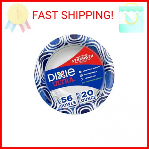 Dixie Ultra, Large Paper Bowls, 20 Oz, 56 Count, Microwave Safe, Compostable, Di