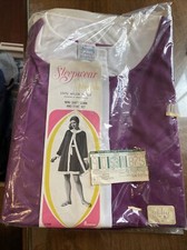 Vtg JC Penneys Mini Shift gown coat set Gaymode Lingerie Nylon Sz M Plum NWT