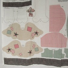 Primitive Folk Art Country Angel Doll Easy Cut Sew Fabric Craft Panel Springs