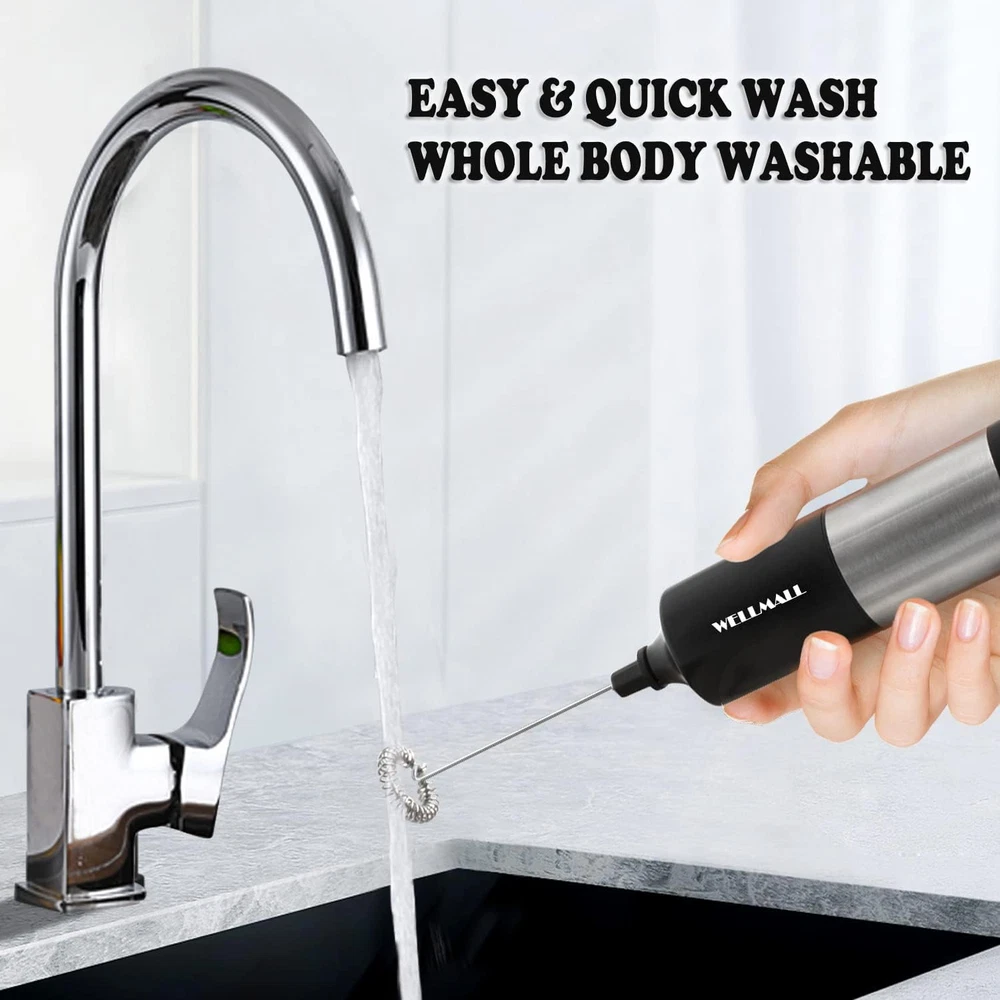 Milk Frother Handheld Battery Operated, Waterproof Electric Whisk Foam Maker for